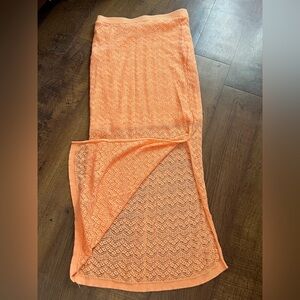 House of Harlow 1960 Orange Lace Knit Maxi Skirt Size Medium